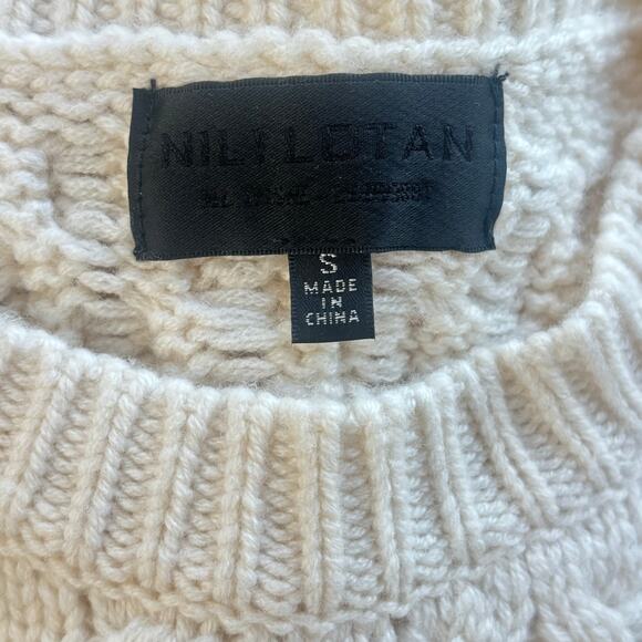 Nili Lotan Cable Knit Cashmere Sweater Cream Size Small - Picture 3 of 4